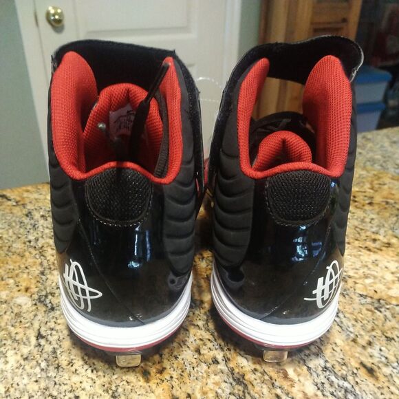 NEW Nike Huarache Strike Steel Baseball Cleats Black & Red 615965 061 Size 13 - Picture 8 of 12